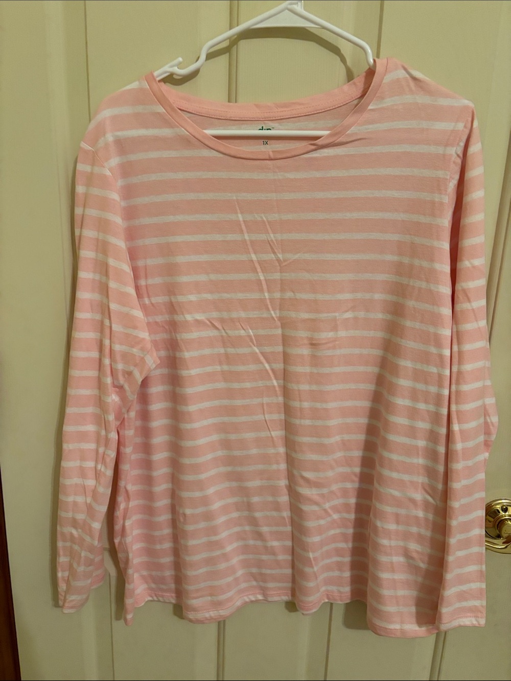 dip Pink and White Striped Long Sleeve Tee